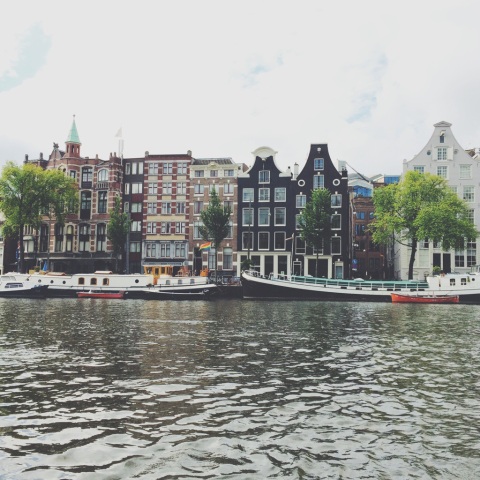 The view from a boat ride in Amsterdam.